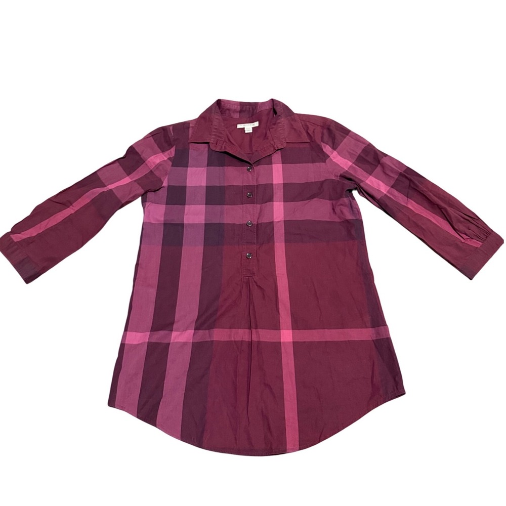 Burberry Brit Plaid Long Sleeve Button Down Shirt Dress‎ XS
